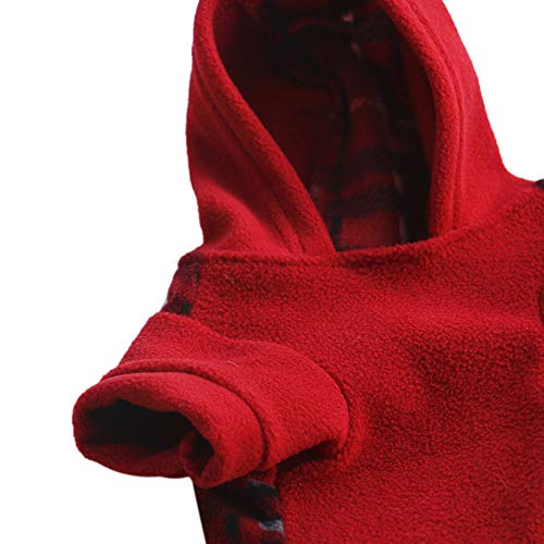 Longay Dog Pet Clothes Hoodie Warm Fleece Puppy Coat Apparel (Red, XS)