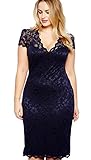 Lovaru Women's Scalloped V-neck Lace Plus Size Midi Dress