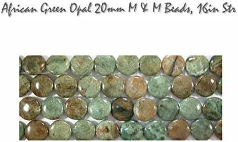 Natural African Green Opal 20mm M &amp; M Gemstone Beads, 16 inch strand for Jewelry Making