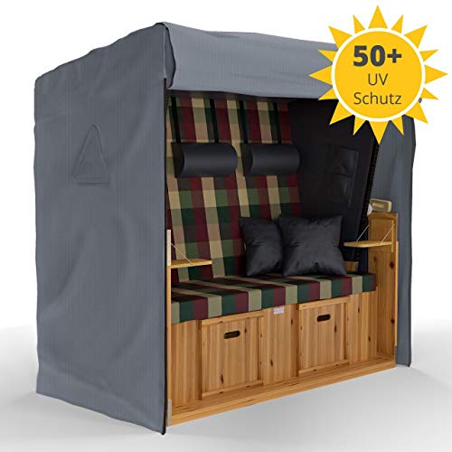 SANZARO Strandkorb Schutzhülle winterfest 165 cm XXL passend für 160 breit | RipStop-Technologie mit 600D Oxford Stoff…