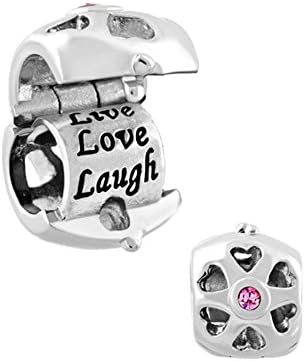 CHARMED LIFE Live Love Laugh Charm Flower Locket Beads For Bracelets