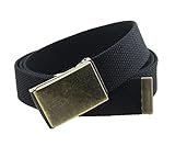 Canvas Web Belt Flip-Top Antique Brass Buckle/Tip Solid Color 50