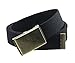 Canvas Web Belt Flip-Top Antique Brass Buckle/Tip Solid Color 50" Long (Black)