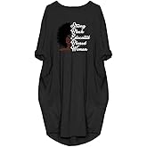 WbJetr Women's Long Sleeve Pocket Dress Black Woman Afro Brave Blessed Tunic Tops