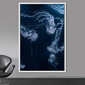 signwin Framed Canvas Wall Art Jellyfish Bedroom Colorful...