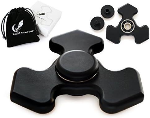 Aluminum Fidget Spinner EDC Focus Toy - Machined Aluminum with Premium Ceramic Hybrid Bearing for Ultra Long Spins - Great for ADD, ADHD, Autism, Stress and Anxiety Relief (Black)