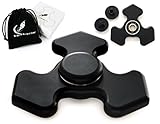 Aluminum Fidget Spinner EDC Focus Toy - Machined Aluminum with Premium Ceramic Hybrid Bearing for Ultra Long Spins - Great for ADD, ADHD, Autism, Stress and Anxiety Relief (Black)