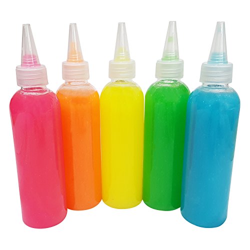 Glitter Glue Slime Supplies Kit for Boys and Girls [NEON COLORS, WASHABLE] Great Stuff for Kids [SLIME ACTIVATOR INCLUDED] Clear Glue Set For Making Red Blue Pink Green Yellow Purple Slimes - Thumbnail 6