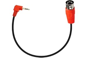 MTUERANC 5Pin DIN Cable, DIN 5Pin MIDI Male to 3.5mm TRS Male Stereo Plug 90 Degree Angle Audio Connection Cable for Sound Card Keyboard Piano Drum Recording, Red (50cm/1.5Ft)