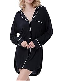 zexxxy mujeres pijamas de manga larga de botones camisas vestido de dormir ze0035