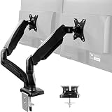 VIVO Dual Arm Monitor Desk Mount Height Adjustable, Tilt, Swivel, Counterbalance Pneumatic Stand | VESA Bracket Arm Fits Most Screens up to 27 inches (STAND-V002O)