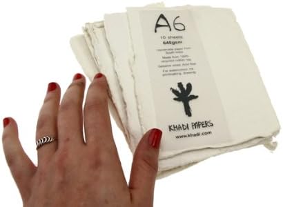 Handmade Recycled Paper. A6, 640gsm, 10 Sheets, white - Image 3