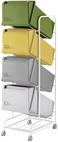 Amazon 分別 ダストボックス キャスター 4段分別 カラフル 省スペース 縦型 デザイン ゴミ箱 4段タイプ A スクリーンプロテクター 通販