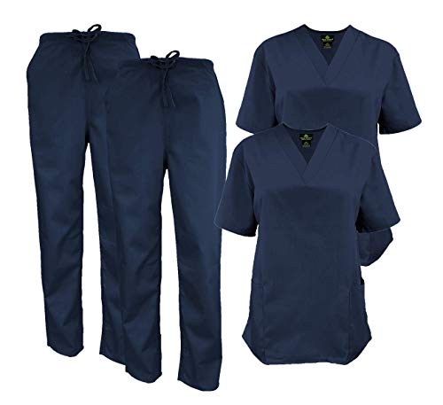 Natural Uniforms Women's Scrub Set Medical Scrub Tops and Pants - Pack of 2 Set
