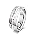 Zealmer Titanium Created Crystal Wedding Band Ring Silver Tone Size 5 to 13