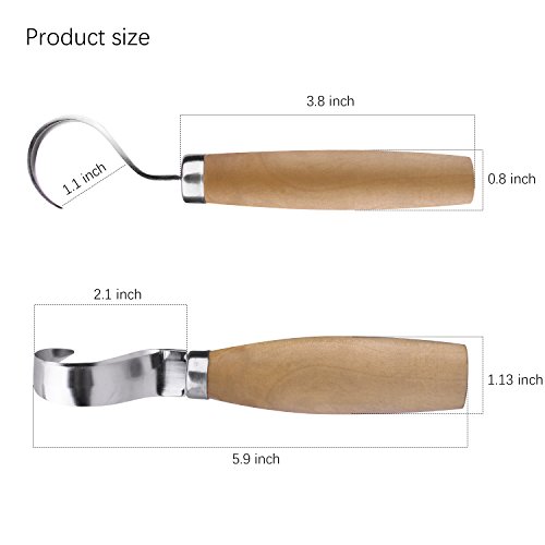 ETEPON Wood Carving Tools Set Whittling Sloyd Wood Carving Knife with Knife Sleeve + Hook Knife, Wood Carving Kit for Spoon Bowl Cup Kuksa Woodworking (Wood Carving kit) - Thumbnail 7