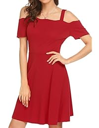 Yayado vestido de cóctel de manga corta con hombros descubiertos para mujer