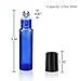 Olilia Glass Roll on Bottles with Metal Roller Balls, Essential Oils Key included 12 Pack of 10ml(1/3oz) (Blue)