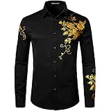 slim fit dress slacks Men's Hagen Leaf Print Long Sleeve Shirt, Brown/Sand, XL main image 0
