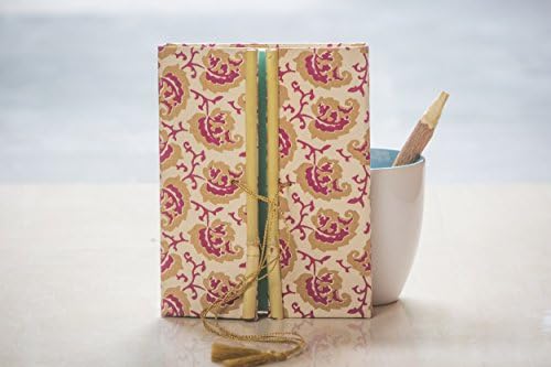 RJKART Handcrafted Printed Wire Bound Spiral Writing Diary with Bamboo Lock Notebook Doodle Journal Planner Unruled 80 Pages Smooth White Paper Notepad Sketchbook Personal Diaries for Men and Women - 100 Pages, 6x8 Inch