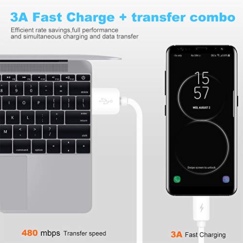 USB C Cable 3A Fast Charger, Type C Charger Fast Charging [3-Pack,3ft+3ft+6 ft] Compatible with Samsung Galaxy A10e A20 A50 A51 A71, S20 S10 S9 S8 Plus S10E, Note 20 10 9 8,LG V50 V40，Moto G7 G8
