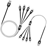 Multi Charging Cable ThinkANT 2Pack (3.3FT+1FT) 4 in 1 Multiple USB Charger Cord Adapter with 8Pin/Type C/Micro USB/Mini USB Port Connectors for Cell Phones Tablets Universal Use (Charging Only)