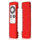 Fintie Protective Case for Apple TV 2 3 Remote Controller - Casebot [Honey Comb Series] Light Weight [Anti Slip] Shock Proof Silicone Sleeve Cover, Red