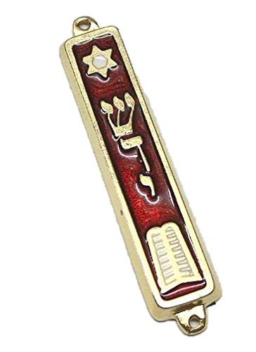 10 Commandments Mezuzah Case door 24k Gold Plated Jewish 2.7