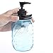 Vintage Blue 100th Anniversary Ball Pint Mason Jars with Black Lid and Soap Pump