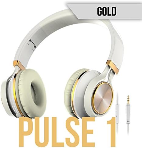147th Pulse 1 - Noise Cancelling Lightweight Comfortable Headphones on Ear Head Phones for Clear Audio Beats and Sound (Gold)