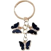 Logretve Butterfly Keychain with Crystal Accents, Gold-Tone Metal, Green Enamel Color Charms, Fashion Bag Pendant