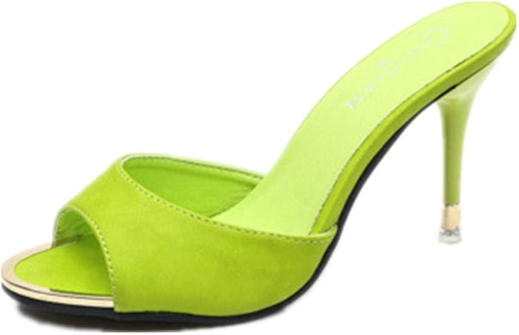 Amazon.com | LVCOMEFF Womens Summer Sandals with High Heel Lime Green Color with Single Strap 