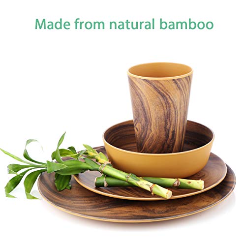 Dinnerware Set, 12 Piece Bamboo Tableware Set Antibacterial Eco