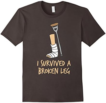Men's I Survived A Broken Leg Funny Stuntman Injury Bones T-Shirt Medium Asphalt