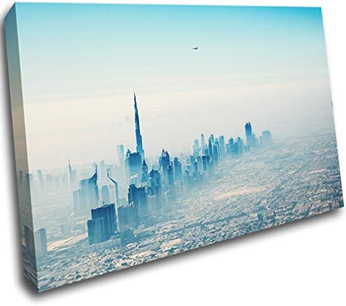 LoveSticker Dubai Skyline Scenic Sunrise Mounted Wall Frame 3D Art Canvas Mount Room H867(24x36inch (60x90cm))