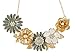 Alilang Womens Flower Rhinestones Pearl Statement Bib Golden Tone Necklace With Gray Yellow Enamel