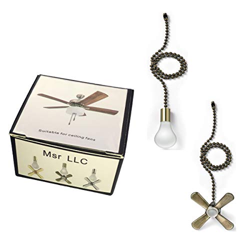 Ceiling Fan Pull Chain, 13.6 Inch Retro Fan Pulls Set with Connector, 2