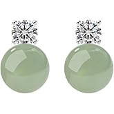 BDRIUOCNE New Year gifts Natural Real Jade Stud Gold Plated 925 Silver Jade Jewelry for Daily