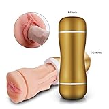 Sexymate Pocket Pussy Cup Double-Ended Metal Realistic Vigina Male Masturbators, 3D Texture Tunnel, Travel Masturbator, Realistic Sexy Blonde Pussy Molded