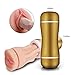 Sexymate Pocket Pussy Cup Double-Ended Metal Realistic Vigina Male Masturbators, 3D Texture Tunnel, Travel Masturbator, Realistic Sexy Blonde Pussy Molded