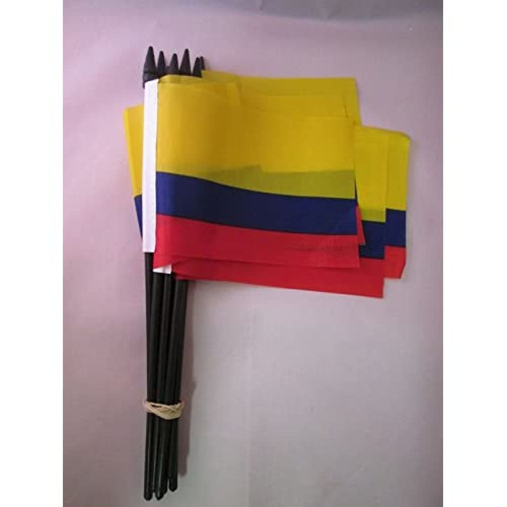 AZ FLAG Colombia Flag 4'' x 6'' black stick - Colombian flags 10 x 15 cm - Light Polyester