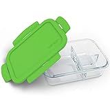 Bentgo Glass (Green) – Leak-Proof, 3-Compartment Oven-Safe Glass Lunch Container | Ideal for Portion-Control, Food Storage & Healthy On-the-Go Meals – FDA-Approved, BPA-Free, Food-Safe Materials