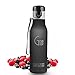 Gold Gulp Best Small Sport Water Bottle BPA Free 18 oz Tritan Eco Friendly Best for Gym Yoga Running Outdoors Camping Safe For Kids Easy To Use One Hand One Click With Flip Top Leak Proof Matte Black