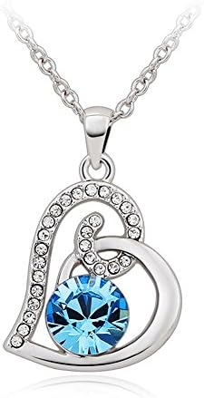 "You Are The Only" Alloy Platinum Plated Love Heart-Shaped Pendant Necklace with Cubic Zirconia,16.5"