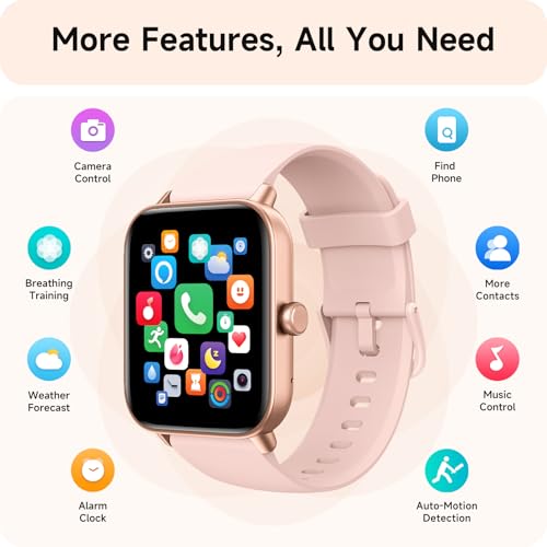 aeac Smart Watches for Women(Answer/Make Call), Alexa Built-in 1.8" HD Ladies Smartwatch with Heart Rate/SpO2/Sleep Monitor, 110+Sports, IP68 Step Counter Fitness Tracker (Rose Pink)