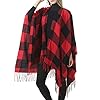Zando Womens Tassel Plaid Ponchos Fashion Open Front Blanket Shawls for Women Soft Classic Vintage Ponchos Gifts