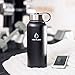 Insulated Water Bottle with Flip Top & Wide Mouth Lids, 2 BPA-Free Straws - 32-40oz, Stainless Steel, Double Wall, Vacuum Insulated for No Leaks - Keeps Liquid Hotter & Colder Longer - Black 32oz