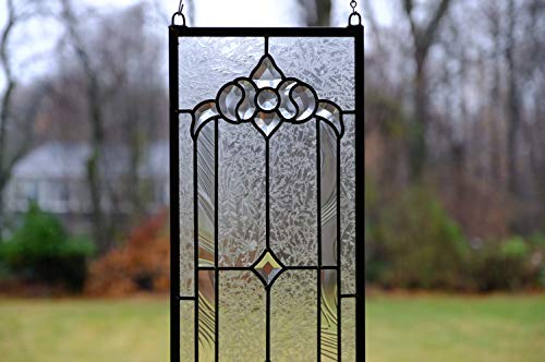 10" x 36" Stunning Tiffany Style Stained Glass Clear Beveled Window Panel - Thumbnail 4
