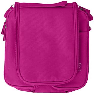 Waterproof Hanging Toiletry Bag - Shaving Toiletry Kit Organizer Bag for Men &amp; Travel Cosmetic Makeup Bag for Women Free Magnetic Hook and 9 Piece Plastic Kit Included, Pink