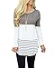 FOMANSH Womens Casual Color Block Tunic Tops Back Lace Long Sleeve T-Shirt Blouses Grey M